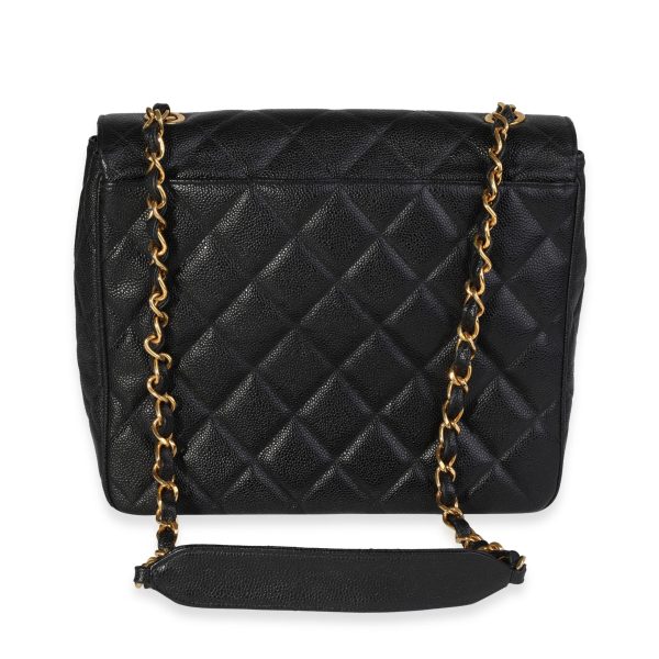 121417 pv Chanel Vintage Black Quilted Caviar XL Flap Shoulder Bag