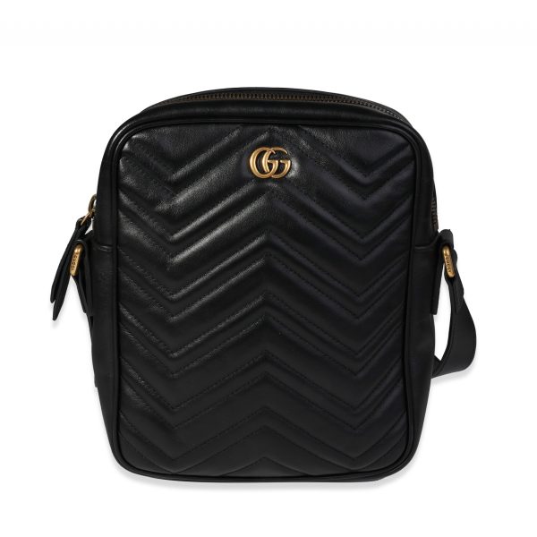 121422 fv e9b33327 bde7 480c bf9e 2fdb11adf851 Gucci Black Matelassé Leather Marmont Messenger Bag