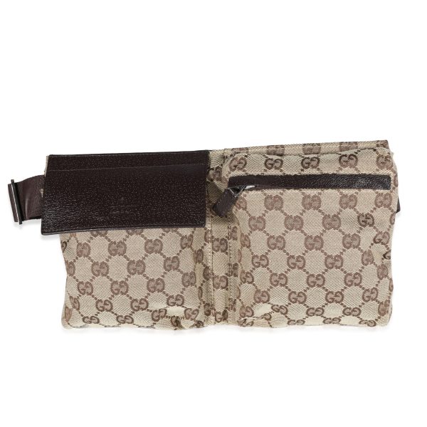 121426 fv Gucci Vintage GG Canvas Leather Waist Bag