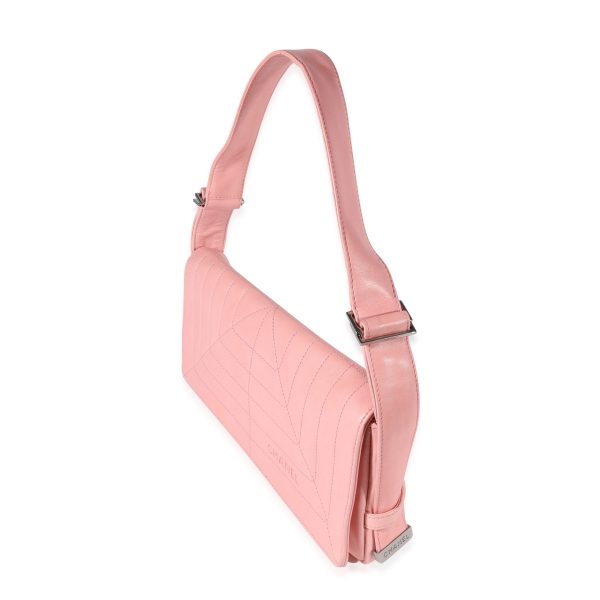 121444 pv 6978cd17 968a 43b0 b0f1 759f86f32f67 Chanel Pink Stitched Leather Flap Shoulder Bag