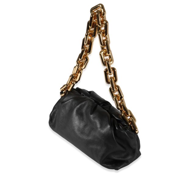 121478 sv Bottega Veneta Black Calfskin Chain Pouch