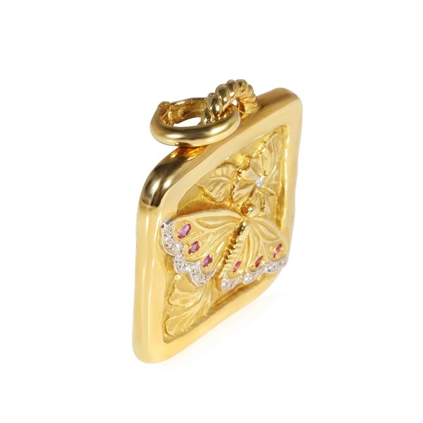 121542 sv Seidengang Butterfly Pendant With Diamond 18K Yellow Gold 027 Ctw