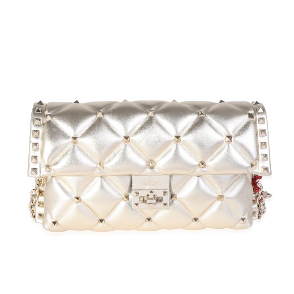 121554 fv Valentino Metallic Gold Lambskin Rockstud Spike Convertible Bag