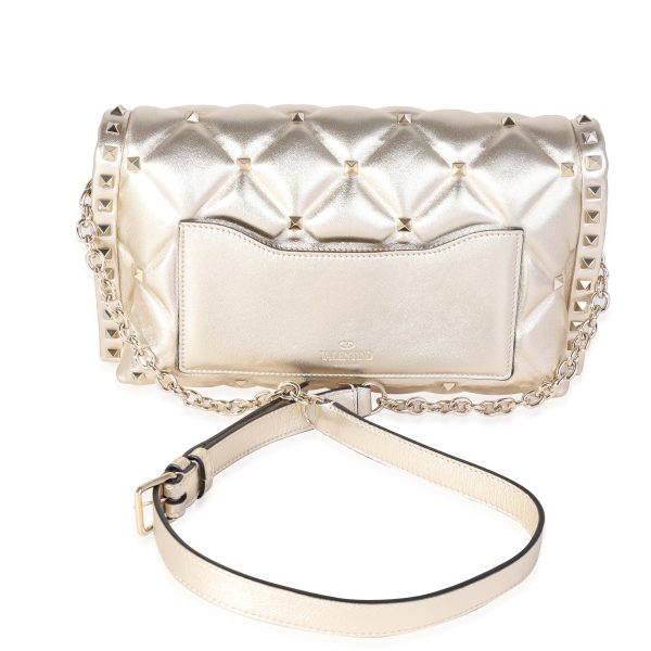 121554 pv Valentino Metallic Gold Lambskin Rockstud Spike Convertible Bag