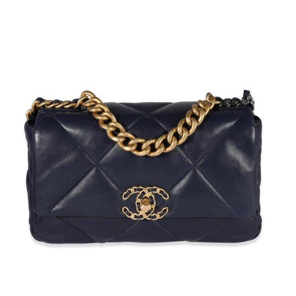 121584 fv Chanel Navy Quilted Lambskin Chanel 19 Medium Flap Bag