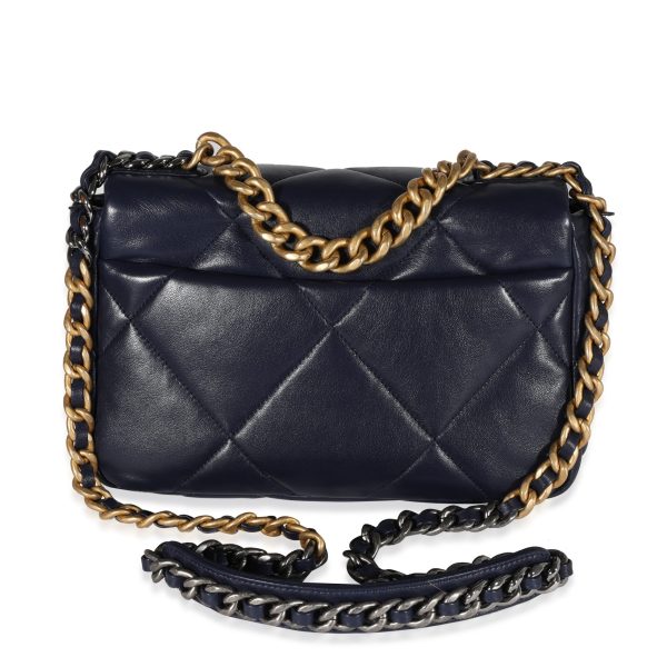 121584 pv Chanel Navy Quilted Lambskin Chanel 19 Medium Flap Bag