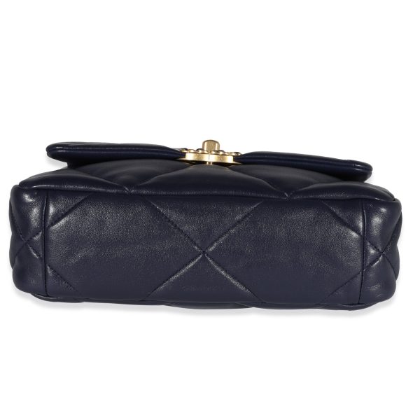 121584 stamp Chanel Navy Quilted Lambskin Chanel 19 Medium Flap Bag