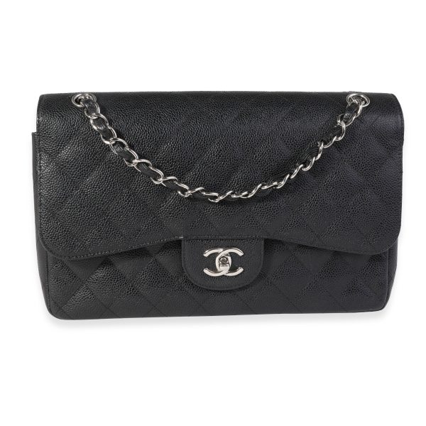 121585 fv 5a95dd19 f550 4154 90f0 a95b52008d8a Chanel Black Quilted Caviar Jumbo Classic Double Flap Bag