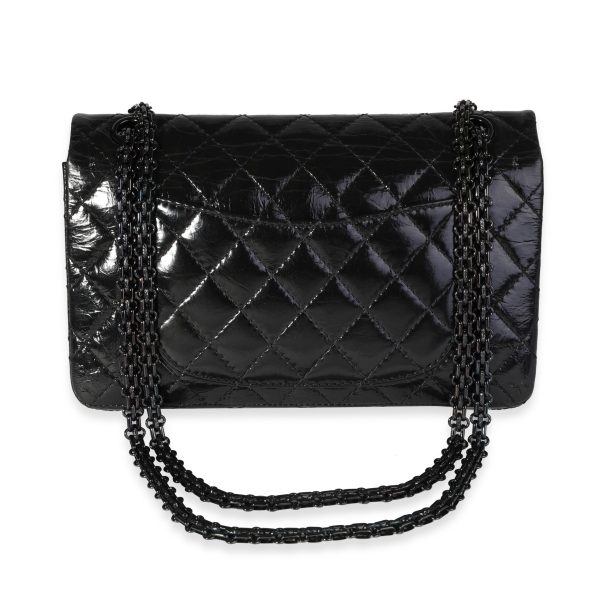 121591 pv Chanel So Black Patent Crinkled Calfskin Reissue 255 225 Double Flap Bag