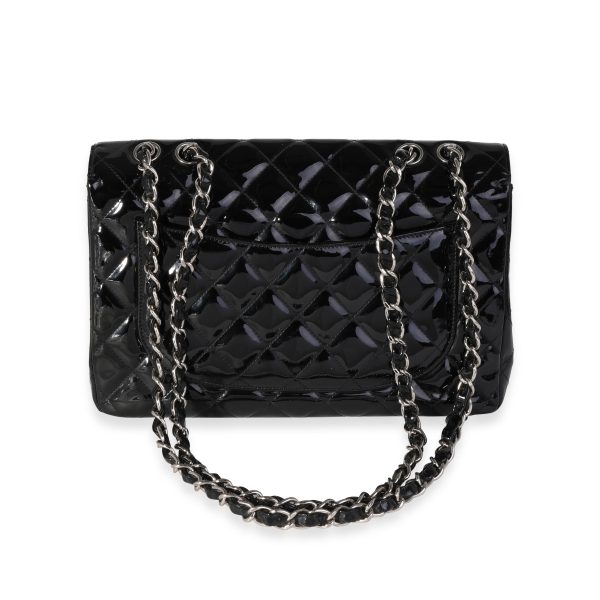 121675 pv Chanel Black Quilted Patent Leather Jumbo Classic Single Flap Bag