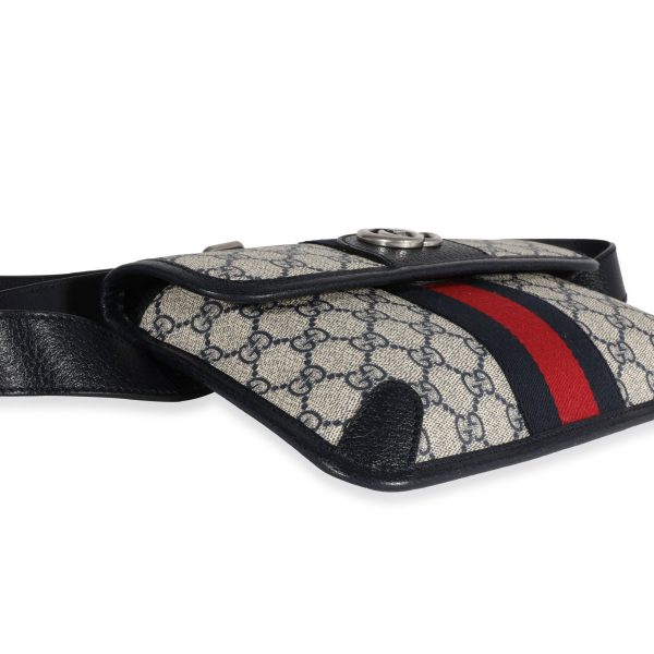 121723 box Gucci Navy GG Supreme Ophidia Belt Bag 90