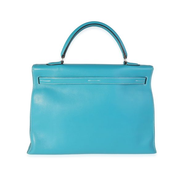 121748 pv e23fc2e7 0c7e 4dbc b1c1 b6394a8e86d9 Hermès Turquoise Swift Flat Kelly 35 PHW