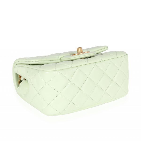 121751 box Chanel Mint Green Quilted Lambskin Square Mini Pearl Crush Bag