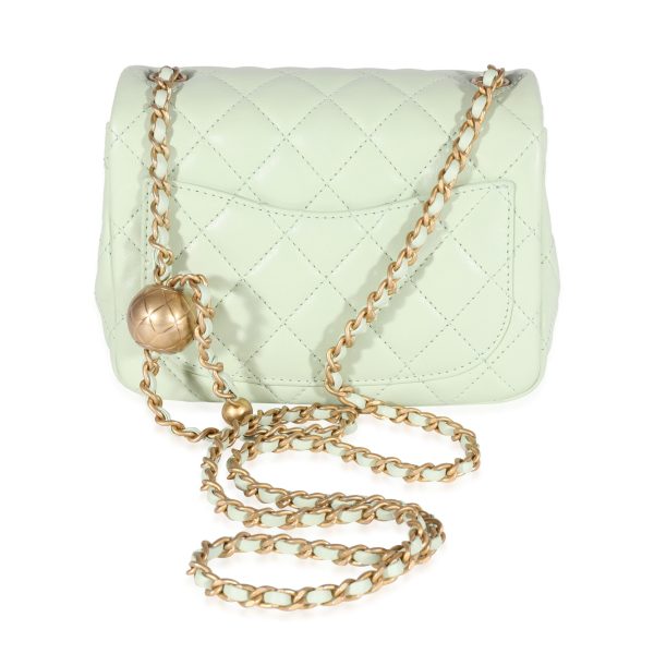 121751 pv Chanel Mint Green Quilted Lambskin Square Mini Pearl Crush Bag