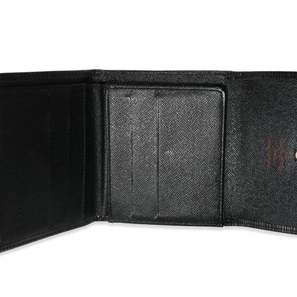 121776 bv Louis Vuitton Black Epi Leather Porte Monnaie Compact Wallet