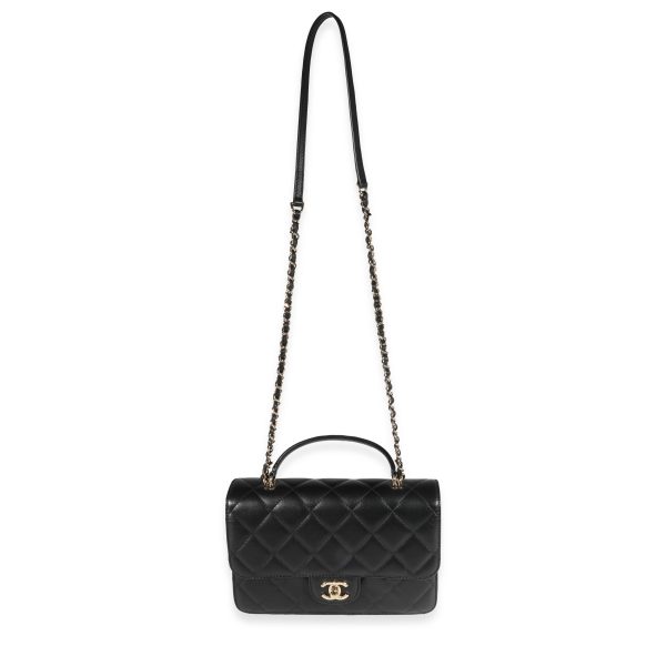 121786 bv 96264165 8cfc 4931 845c 576d4ac5d24a Chanel Black Quilted Lambskin Coco Lady Top Handle Flap Bag