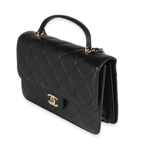 121786 sv 288f3b2b 9210 4ac0 b118 c48ba7400c8b Chanel Black Quilted Lambskin Coco Lady Top Handle Flap Bag