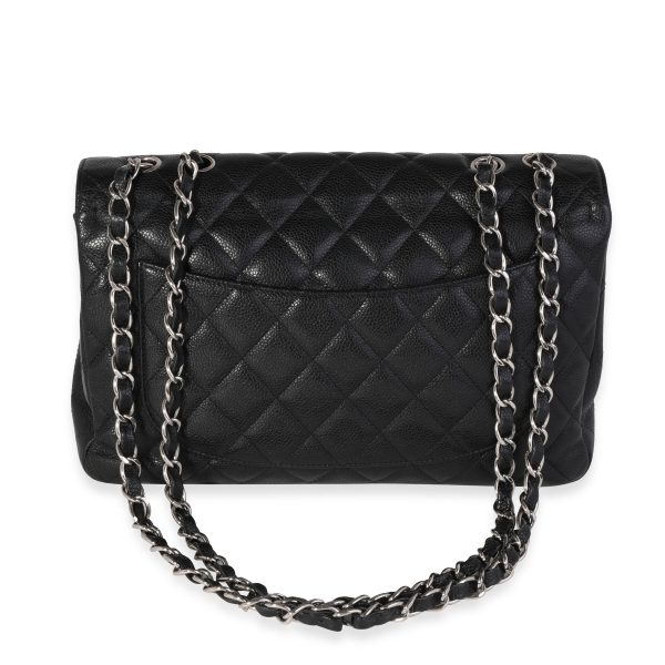 121819 pv Chanel Black Quilted Caviar Jumbo Classic Single Flap Bag