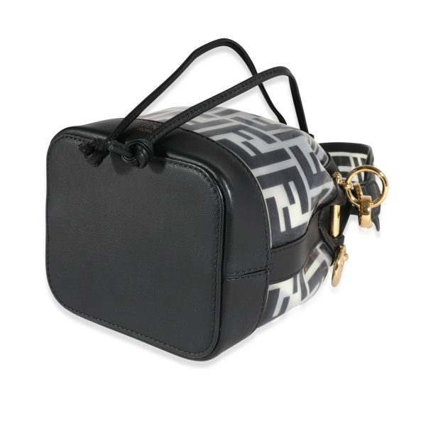 121830 box Fendi Black Zucca Frosted PVC Mini Mon Tresor Bucket Bag