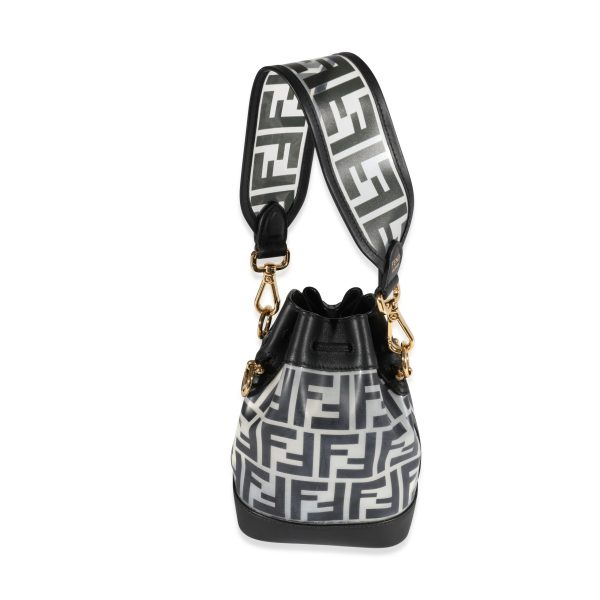 121830 pv Fendi Black Zucca Frosted PVC Mini Mon Tresor Bucket Bag