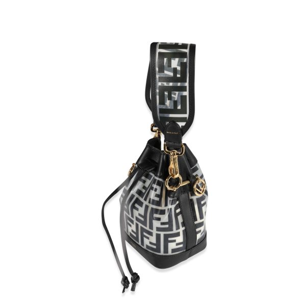 121830 sv Fendi Black Zucca Frosted PVC Mini Mon Tresor Bucket Bag