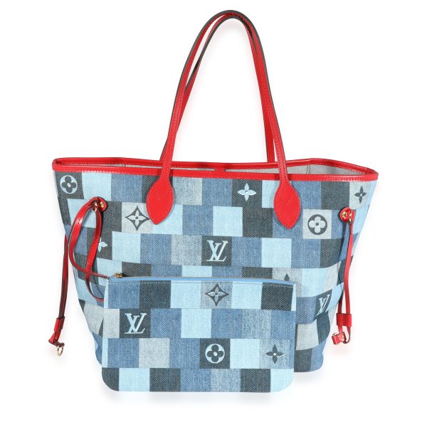 121831 ad1 Louis Vuitton Blue Denim Monogram Patchwork Neverfull MM