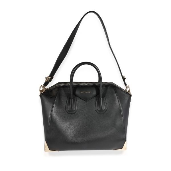 121859 bv fdb3f99e e0aa 449a 9829 5ddeac2edff8 Givenchy Black Grained Leather Metal Edge Large Antigona Bag