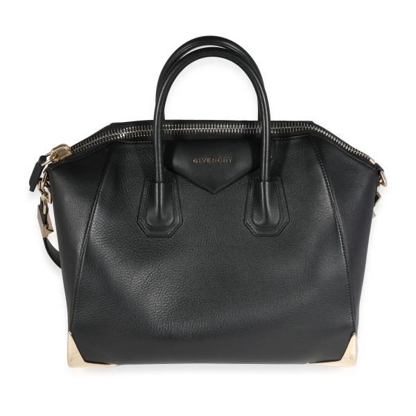 121859 fv 2bb9bd73 a3be 4bd3 967e 436c44cc4912 Givenchy Black Grained Leather Metal Edge Large Antigona Bag