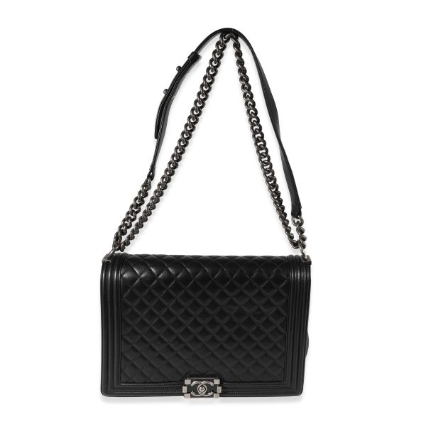 121949 av 45f37e5a f946 49f3 83dd aa18546069be Chanel Black Quilted Lambskin Large Boy Bag