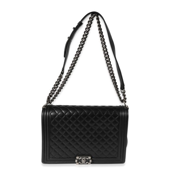 121949 bv a0b7e915 cc55 4b7b bab3 1c0c0a6f2587 Chanel Black Quilted Lambskin Large Boy Bag