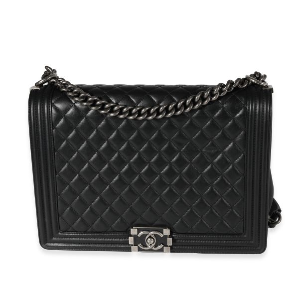 121949 fv ff1cd872 6e63 47e4 84bd 1aa58593bd7a Chanel Black Quilted Lambskin Large Boy Bag