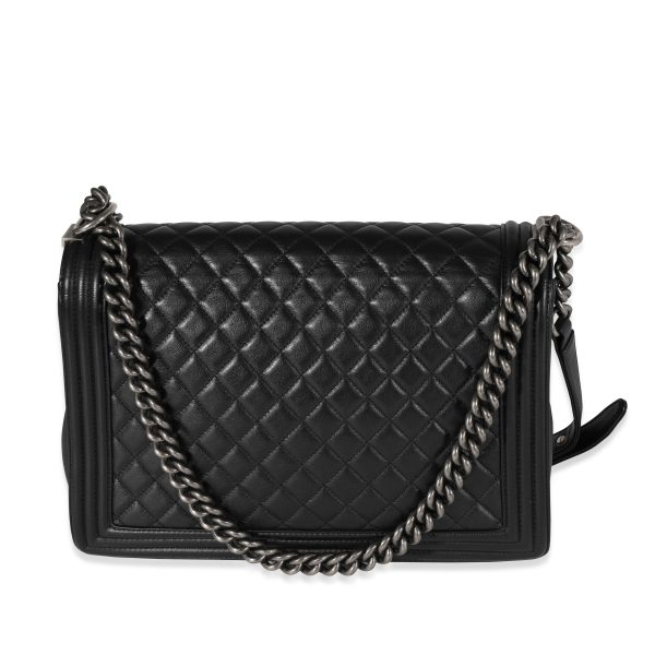 121949 pv fdce04e1 1ff1 4353 b242 c5a7f7cd8dfd Chanel Black Quilted Lambskin Large Boy Bag