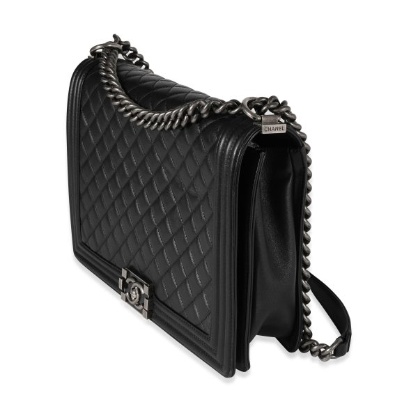 121949 sv fdaa7565 49fb 4090 b65c af675eaf7303 Chanel Black Quilted Lambskin Large Boy Bag