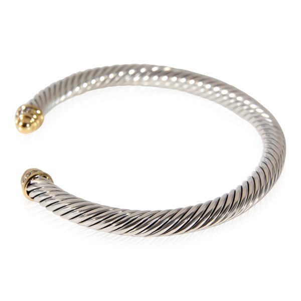 121965 sv David Yurman Cable Classic Diamond Bracelet in 18k Yellow GoldSterling Silver