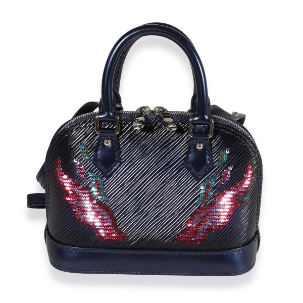 121995 fv Louis Vuitton Navy Epi Sequin Flame Nano Alma