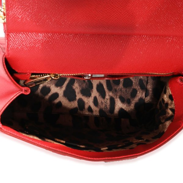 121997 box 0840de97 48e2 4b0f b400 919cb9a28763 Dolce Gabbana Red Leather DG Family Patch Medium Miss Sicily Bag