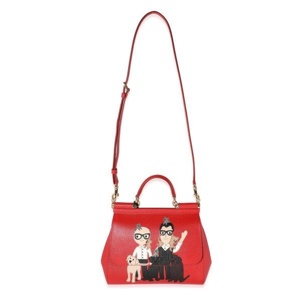 121997 stamp 7bec1010 e638 4b3b bd5f b2dc44ad5195 Dolce Gabbana Red Leather DG Family Patch Medium Miss Sicily Bag