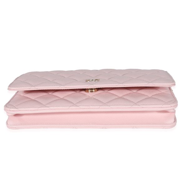 122039 box e8c10216 f639 40b9 bcb2 70525ba27643 Chanel Pale Pink Quilted Caviar Wallet on Chain