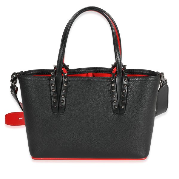 122076 fv 3b7897a5 0098 4885 92d4 b47ae7c4e71b Christian Louboutin Black Pebbled Calf Leather Cabata Spike Mini Tote