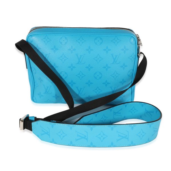 122104 stamp Louis Vuitton Light Blue Taiga Monogram Canvas Outdoor Messenger