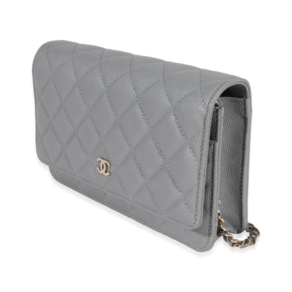 122117 sv ae2ba4bb c7b9 407d 9bf8 87d3bbef95bc Chanel Gray Quilted Caviar Wallet On Chain