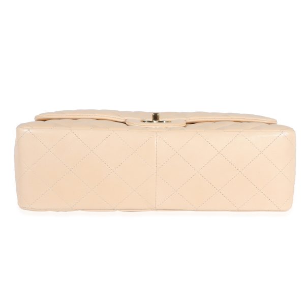 122119 box 72fb9a01 948d 49e9 9ce8 993fce76c819 Chanel Beige Quilted Lambskin Jumbo Classic Single Flap Bag