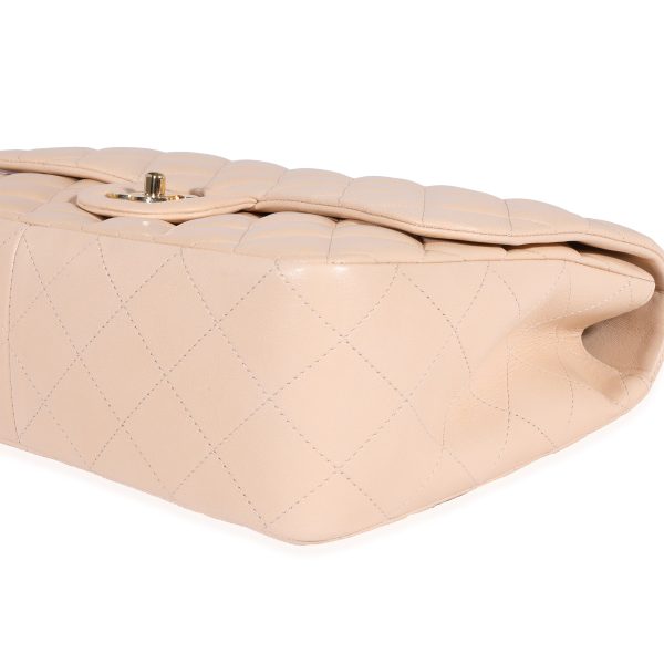 122119 clasp 45c0c4dc 6427 42b0 a5ef 42d9c6cc3472 Chanel Beige Quilted Lambskin Jumbo Classic Single Flap Bag