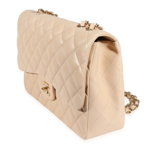 122119 sv 100cf849 e98a 4400 bc86 0bf9624e33d0 Chanel Beige Quilted Lambskin Jumbo Classic Single Flap Bag