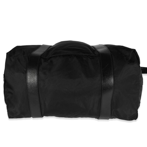 122128 box Prada Black Nylon Saffiano Duffle Bag