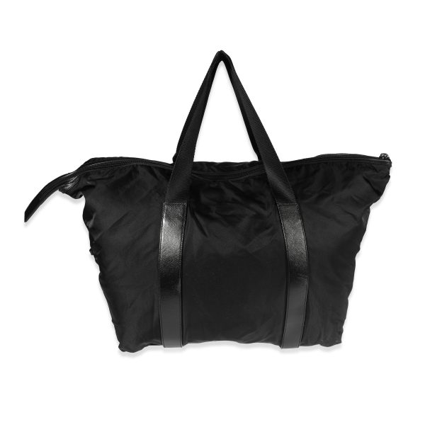 122128 pv Prada Black Nylon Saffiano Duffle Bag