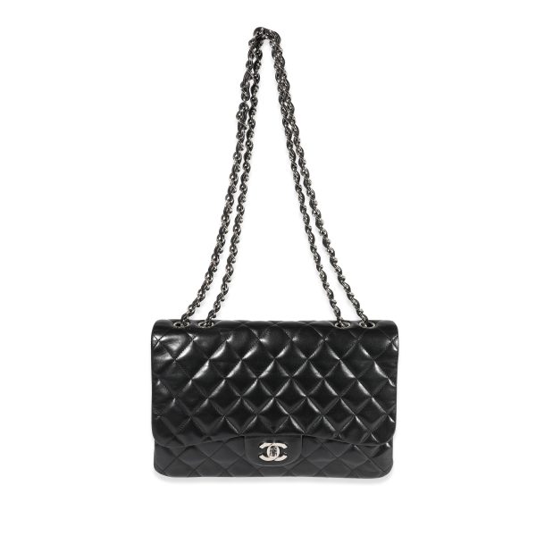 122172 av Chanel Black Quilted Lambskin Jumbo Classic Single Flap Bag