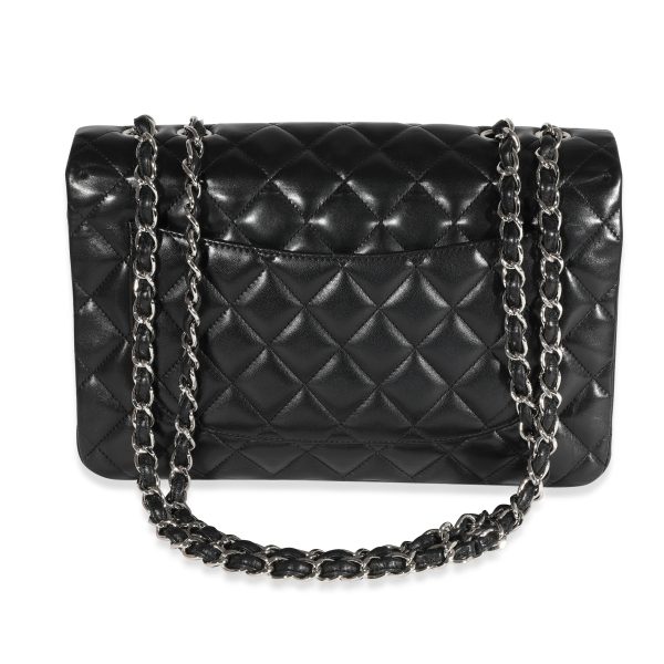 122172 pv Chanel Black Quilted Lambskin Jumbo Classic Single Flap Bag