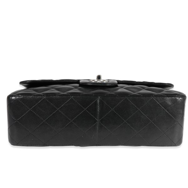 122172 stamp Chanel Black Quilted Lambskin Jumbo Classic Single Flap Bag