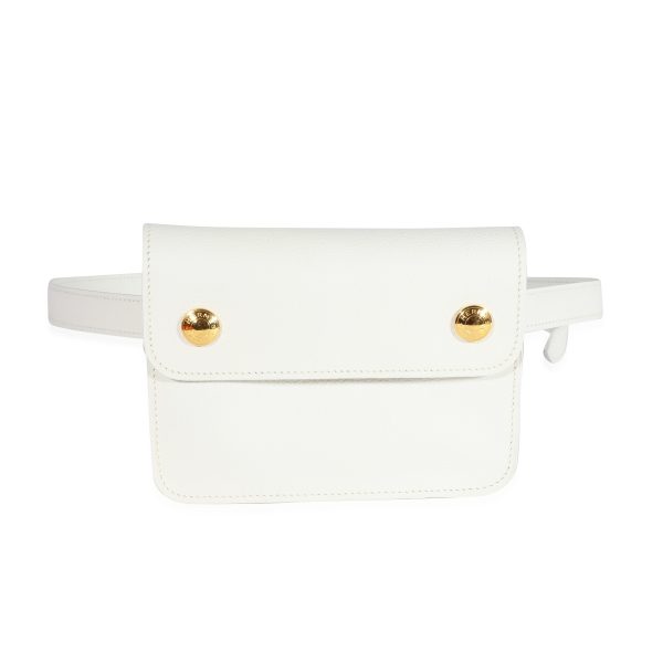 122205 fv Hermès Vintage White Evergrain Pochette Belt Bag GHW